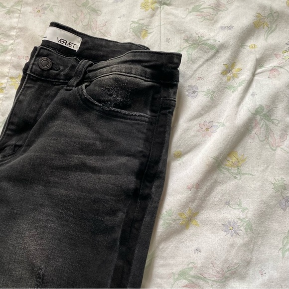 Vervet Los Angeles Black Distressed Raw Hem Skinny Jeans - Picture 8 of 17